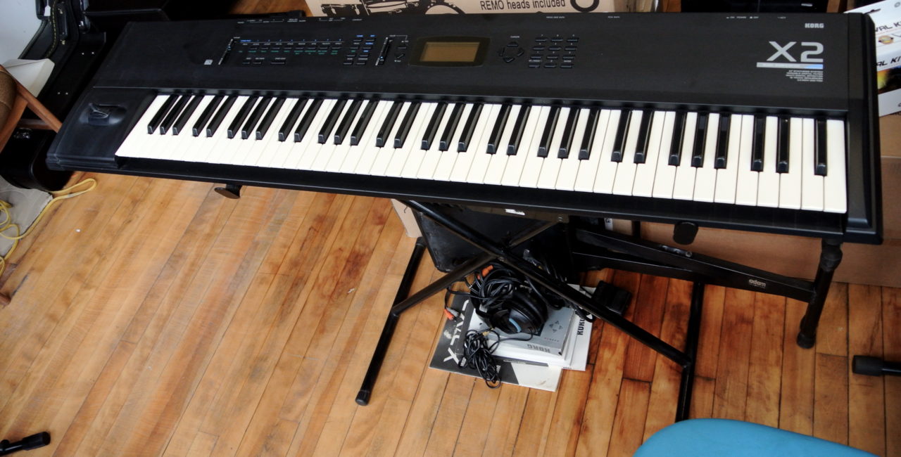 A musical keyboard on a stand