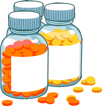 Pill bottles with pills