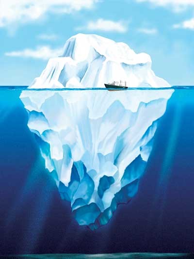 Illustration of iceberg underwater